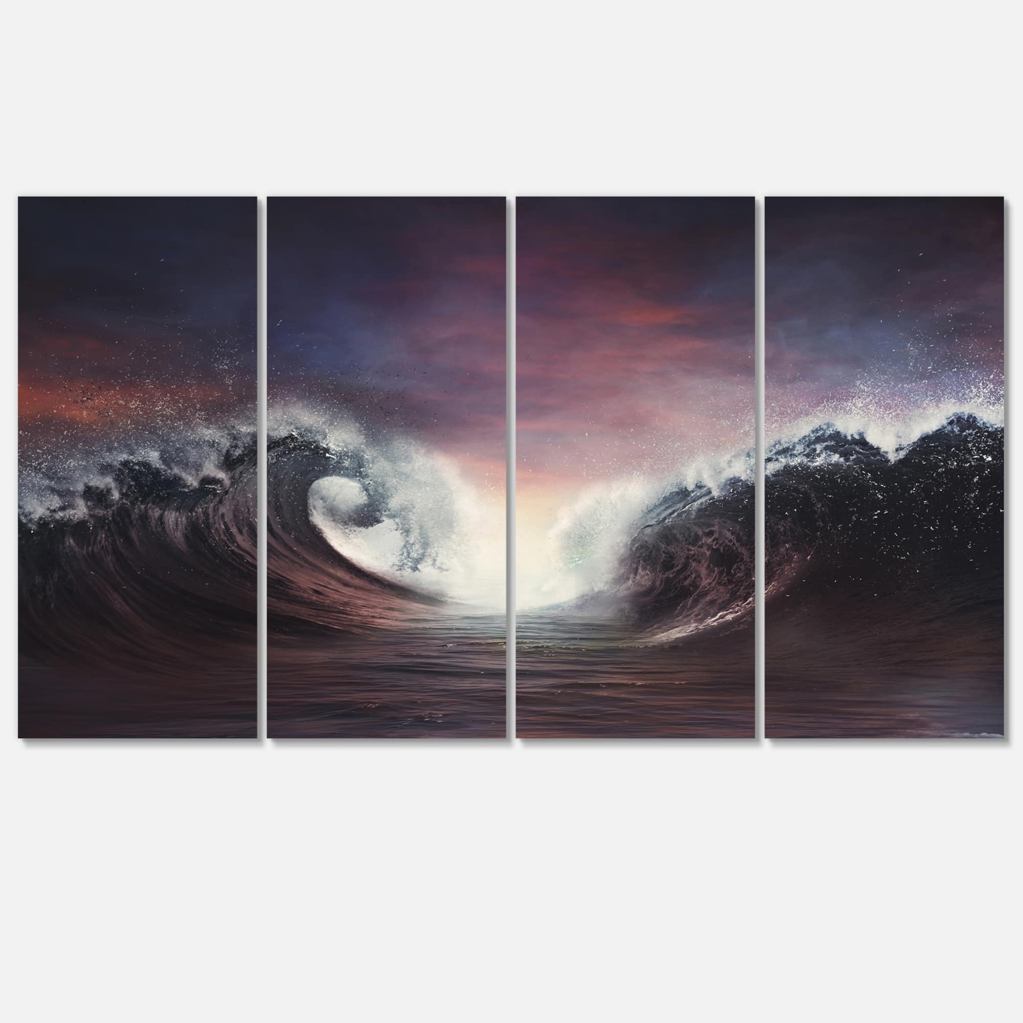 Designart - Dark Parting Ocean with Colorful Clouds